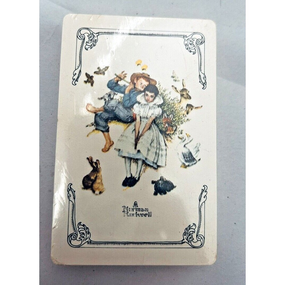 Vintage Norman Rockwell Playing Cards Boy Girl Flute Animals Made in USA Sealed